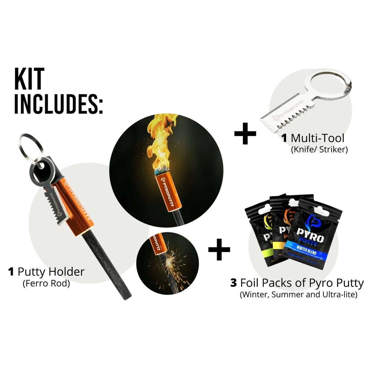 Pyro Putty - Mini Mega Inferno Ferro Rod - Orange - Forza Sports
