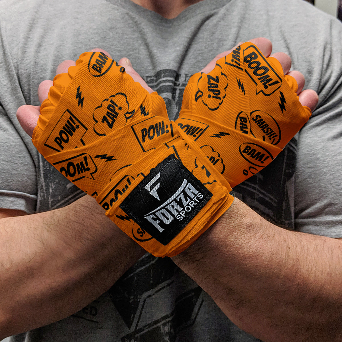 Forza Sports 180" Mexican Style Boxing and MMA Handwraps - Comic Book Orange