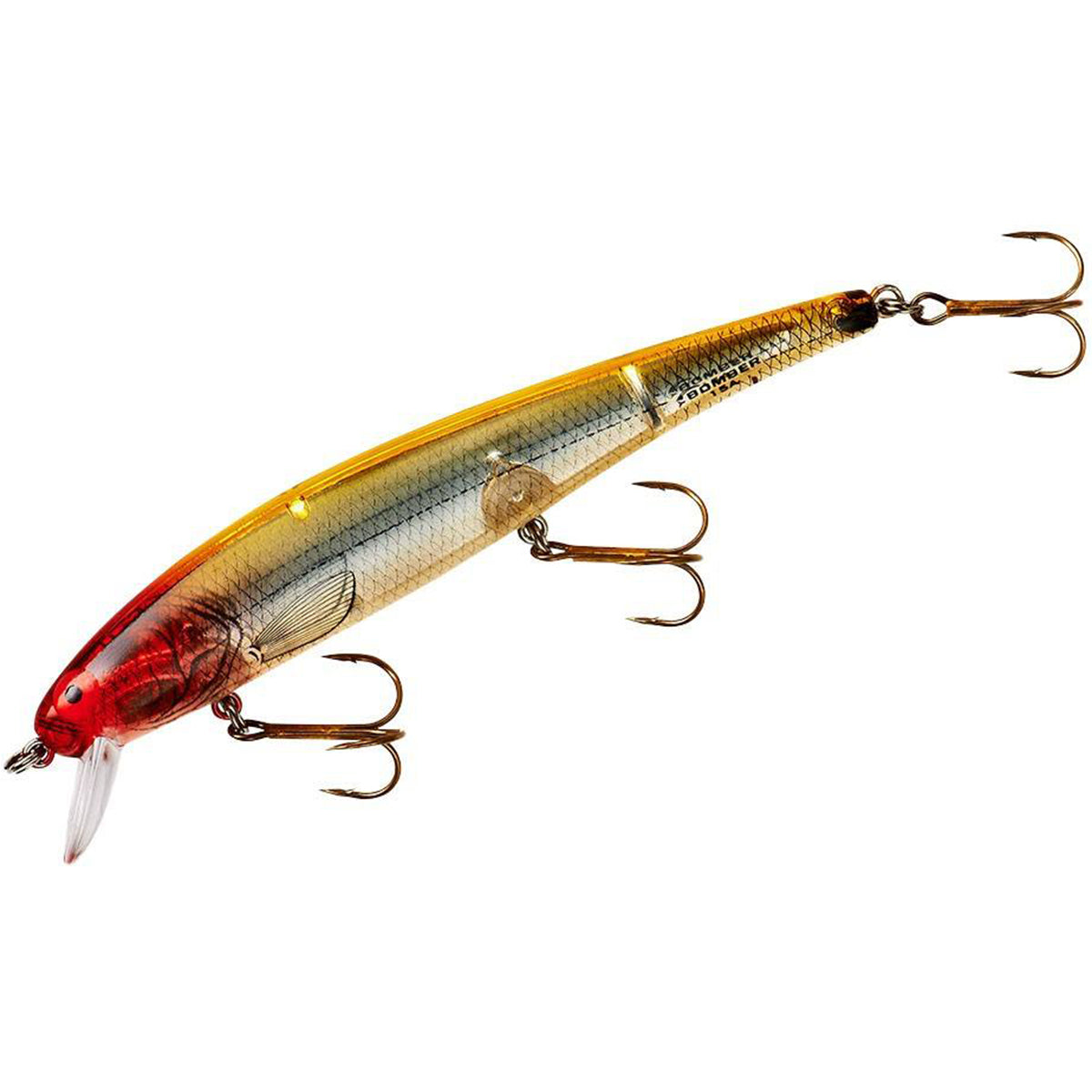 Fishing lure with a gradient color pattern on a white background