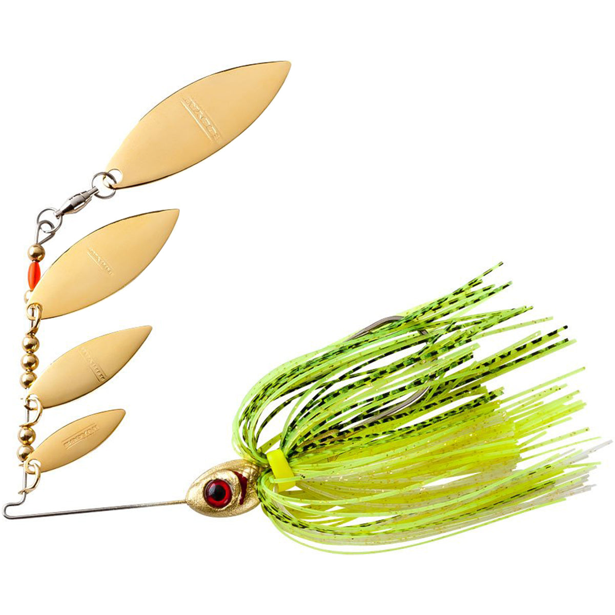 ice fishing gadgets - Fishing lure with gold blades and green and black skirt