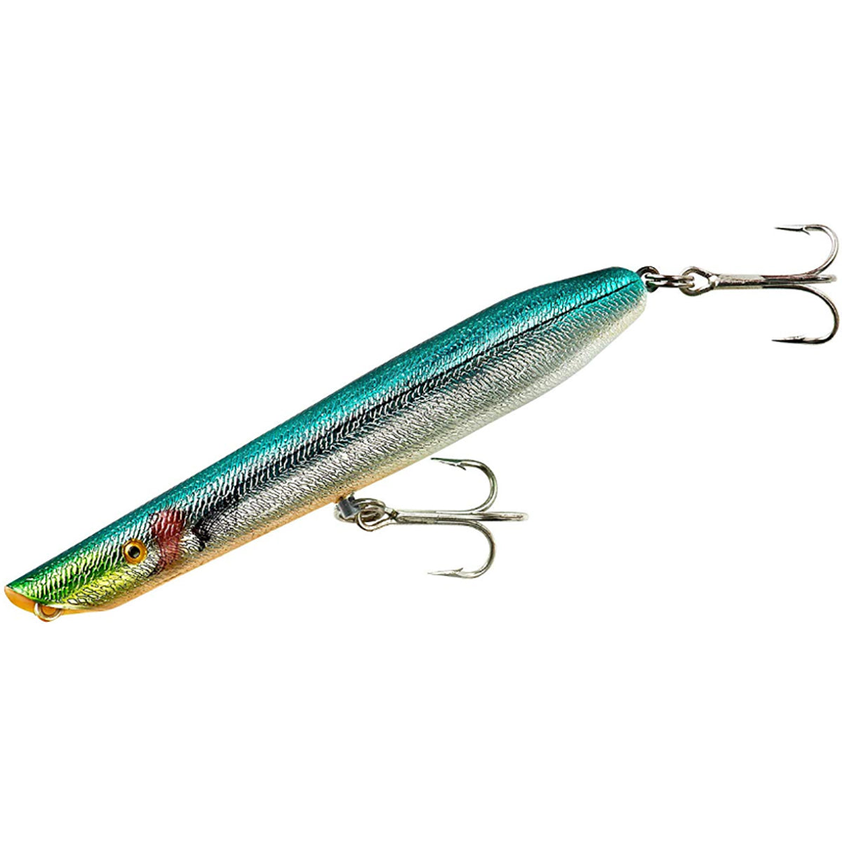 Fishing lure with a hook on a white background