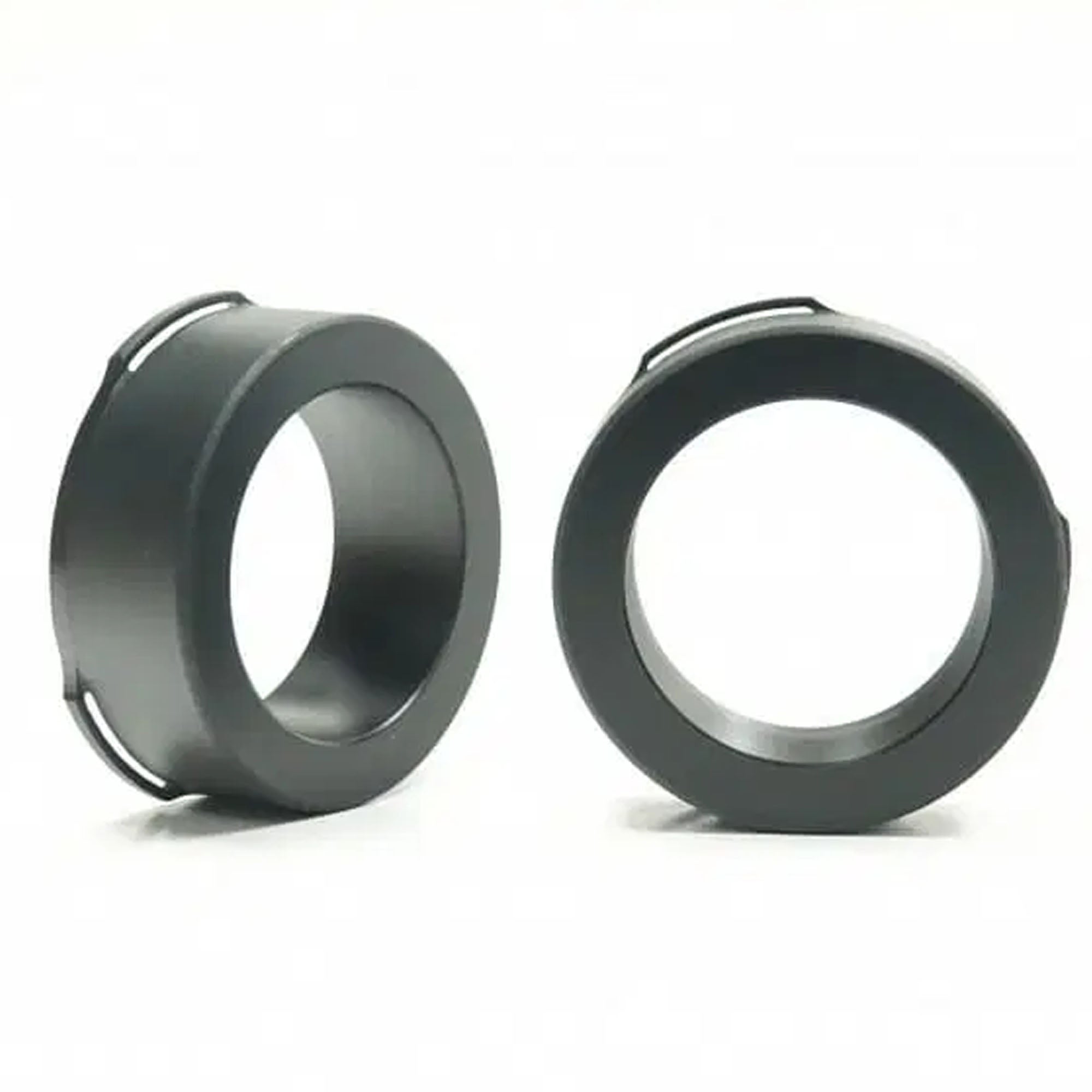 Two metallic rings on a white background