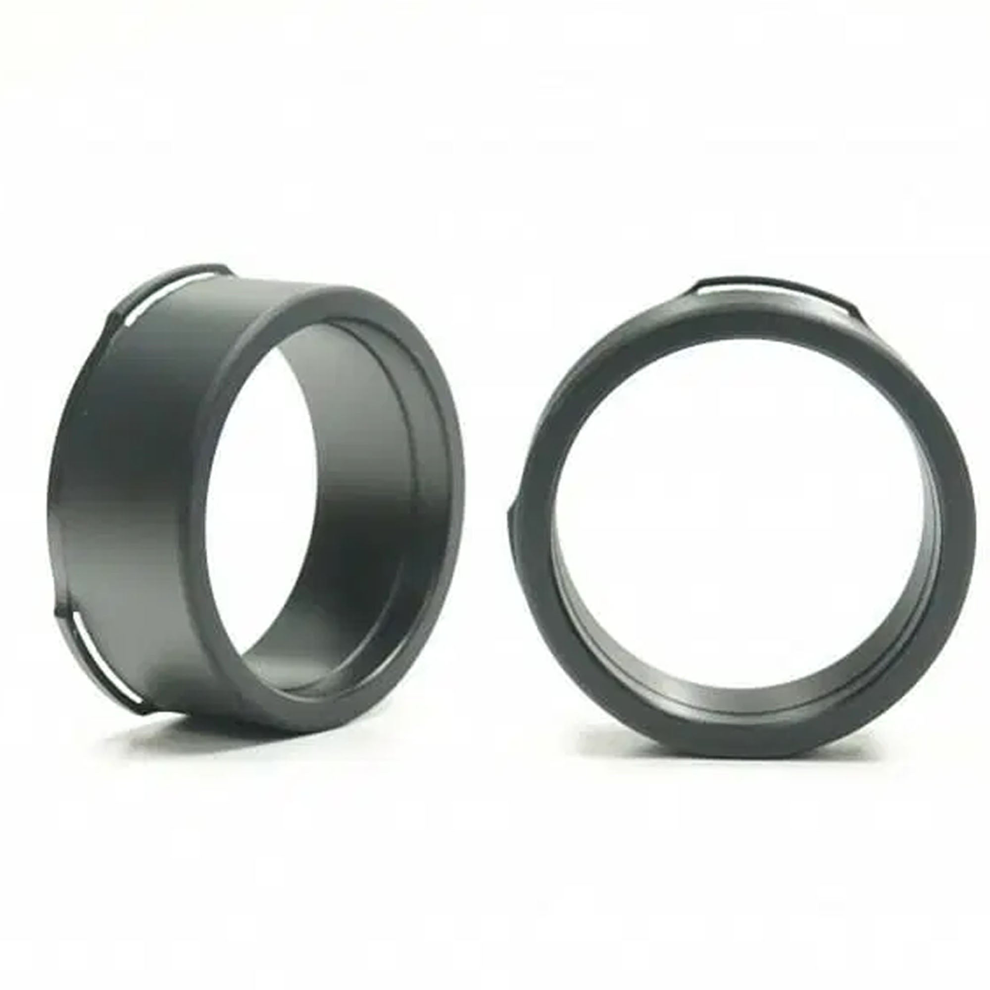 Two metallic rings on a white background