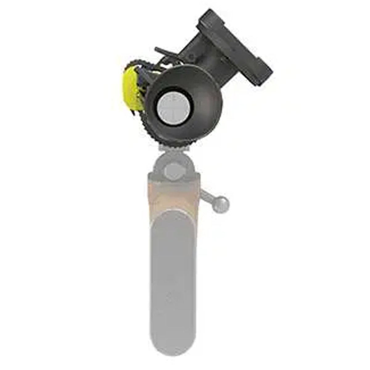 Rifle scope adapter with a black housing and yellow accent on a white background