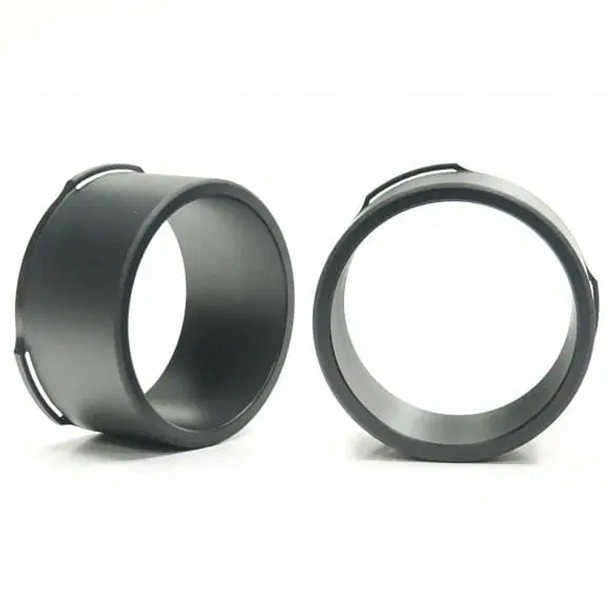 Two metallic rings on a white background