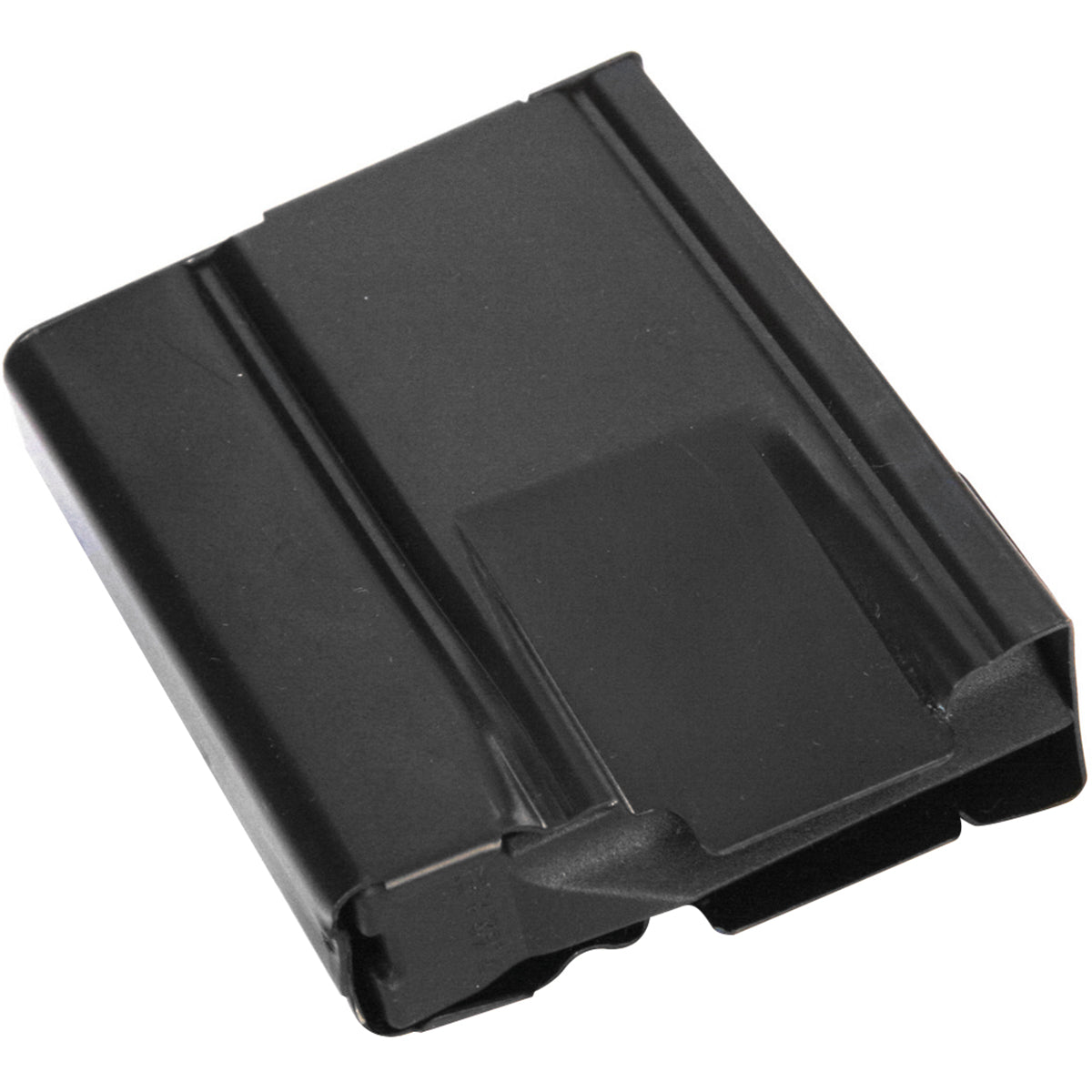 A black plastic replacement10 round magazine with a rectangular shape and ribbed design, shown on a plain white background.