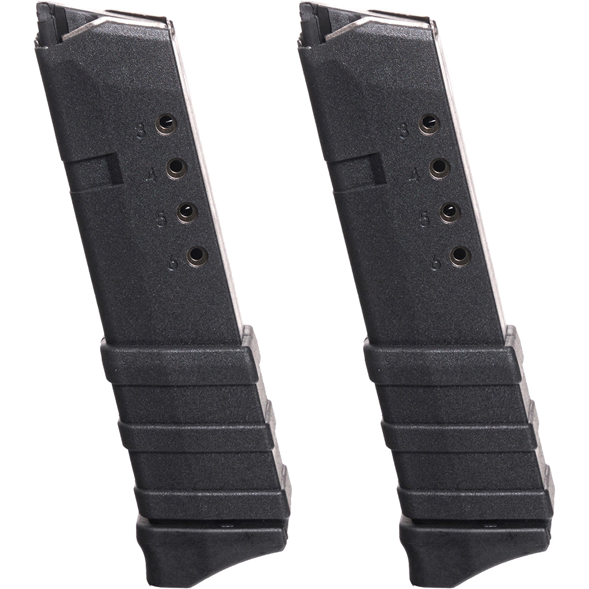 Two black polymer 10 round 9mm magazine blanks shown side by side on a plain white background.