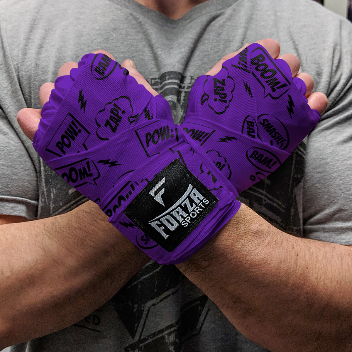 Forza Sports 180" Mexican Style Boxing and MMA Handwraps - Forza Sports - Comic Book Purple