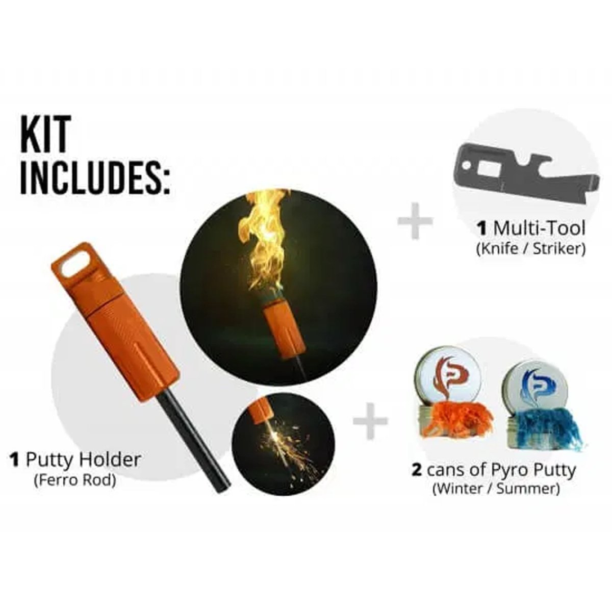 Pyro Putty - Mega Inferno Ferro Rod - Orange - Forza Sports