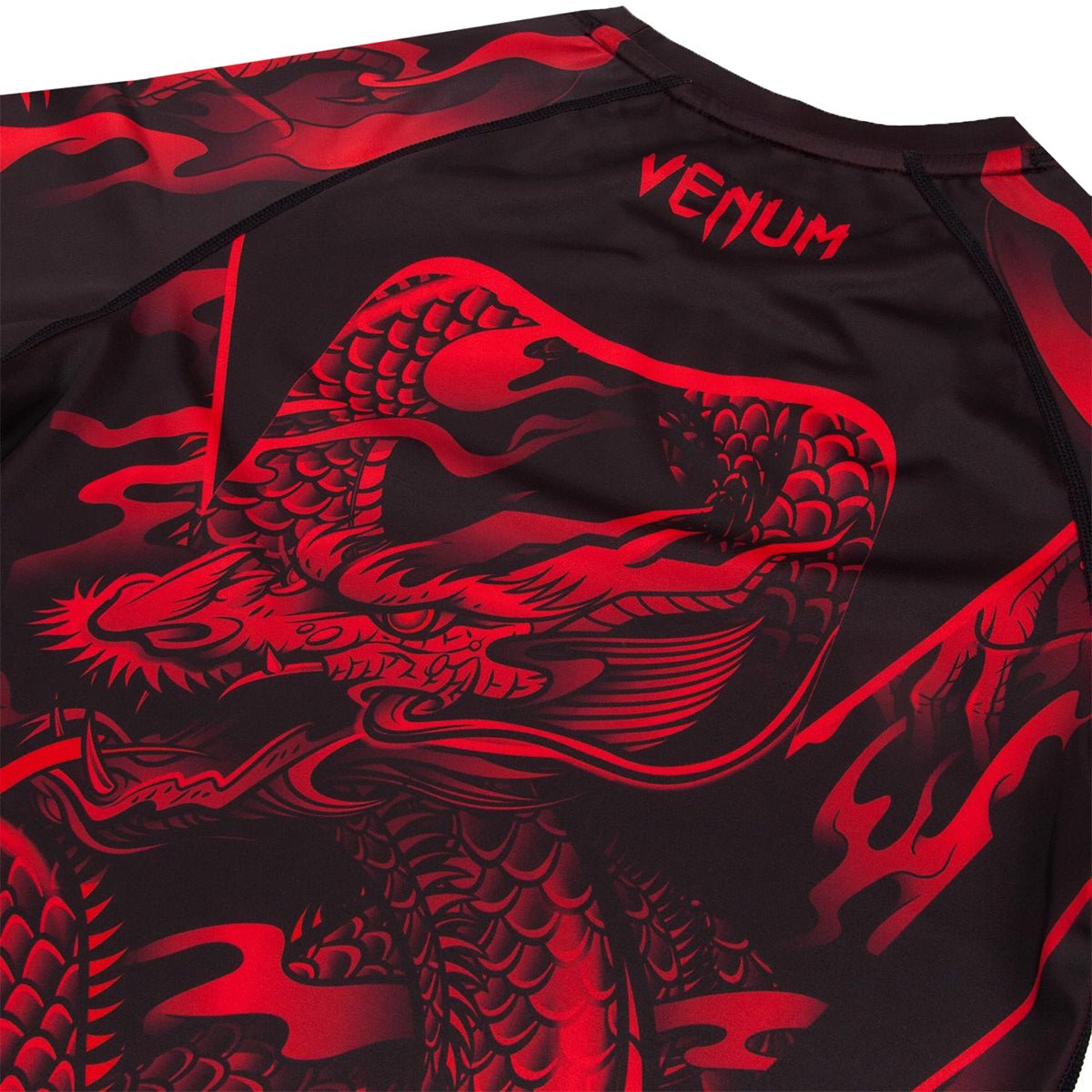 Venum Dragon's Flight Dry Tech Short Sleeve MMA Rashguard - Black/Red - Forza Sports