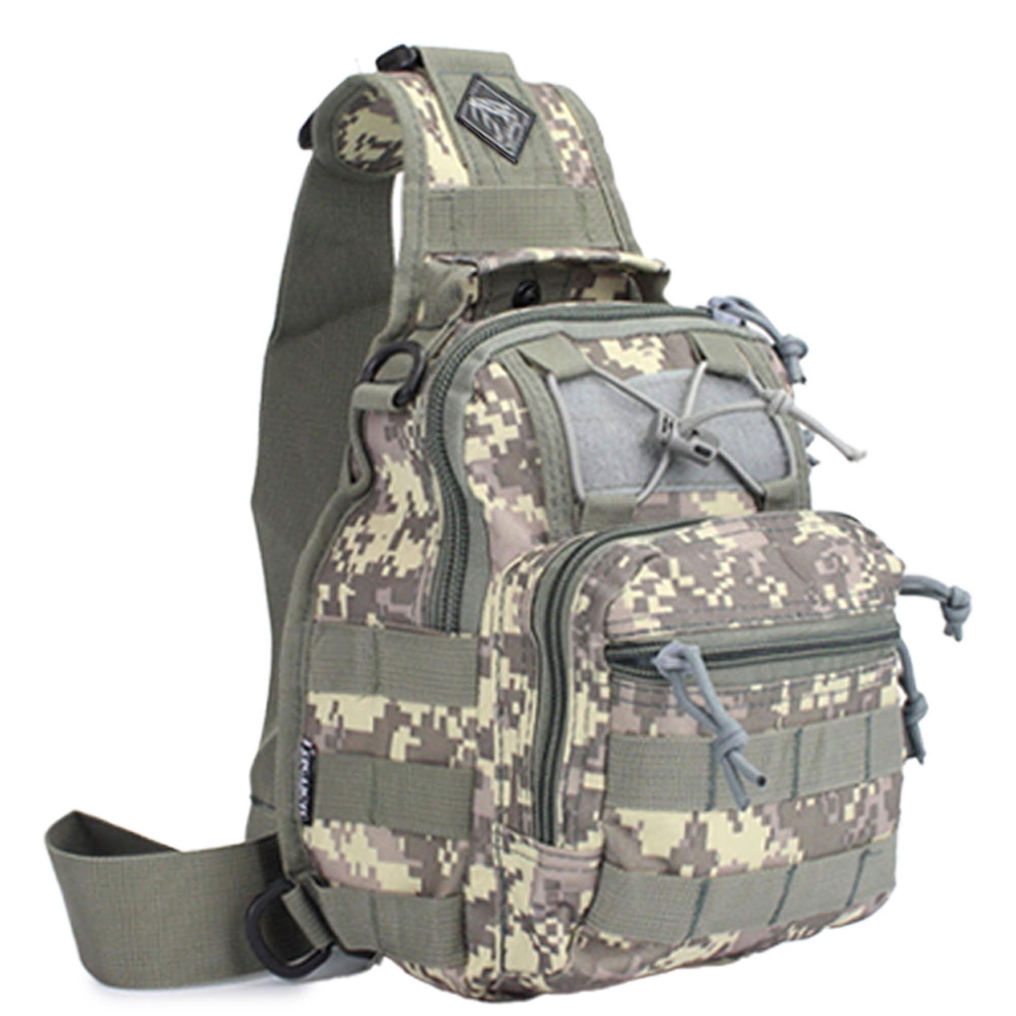 Camouflage sling bag on a white background