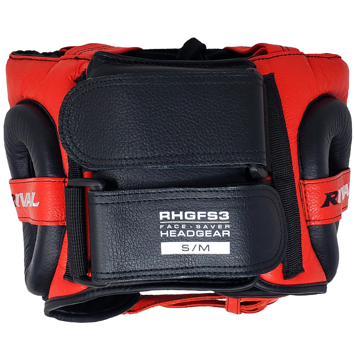 Red and black headgear with 'Rival' branding on a white background