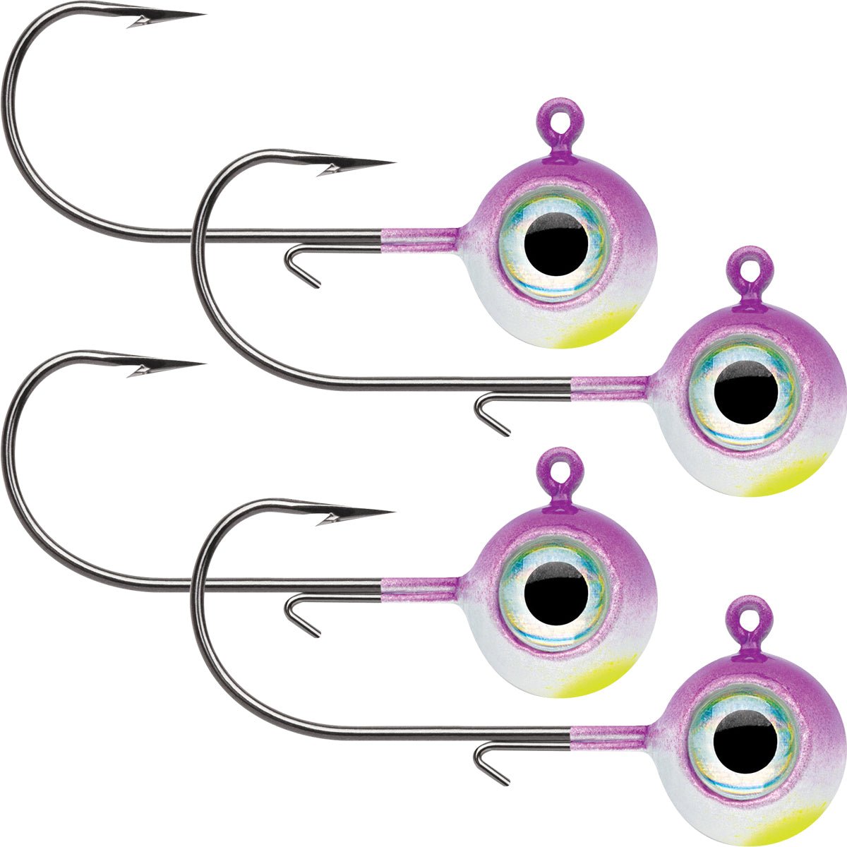 VMC Neon Moon Eye 1/8 Oz. 3D Holographic Jig - 4 Pack - Purple Albino - Forza Sports