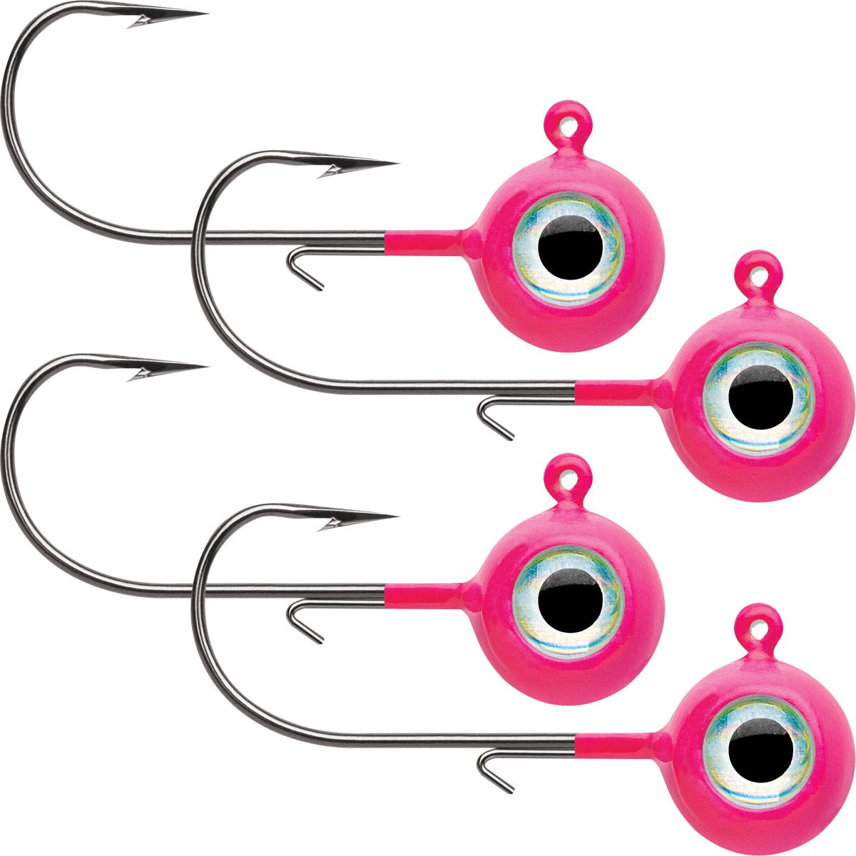 VMC Neon Moon Eye 1/8 Oz. 3D Holographic Jig - 4 Pack - Glow Pink - Forza Sports