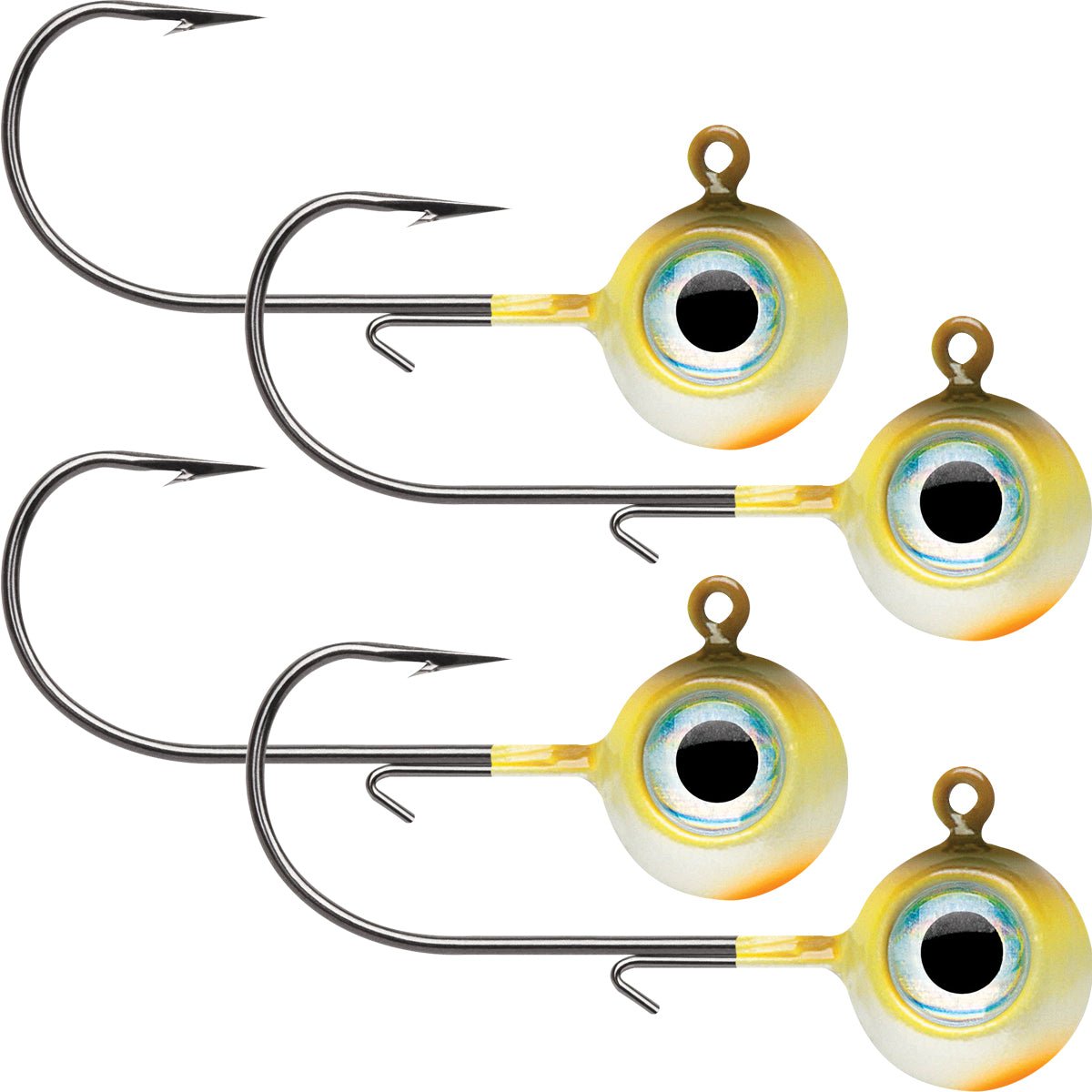 VMC Neon Moon Eye 1/8 Oz. 3D Holographic Jig - 4 Pack - Yellow Perch - Forza Sports