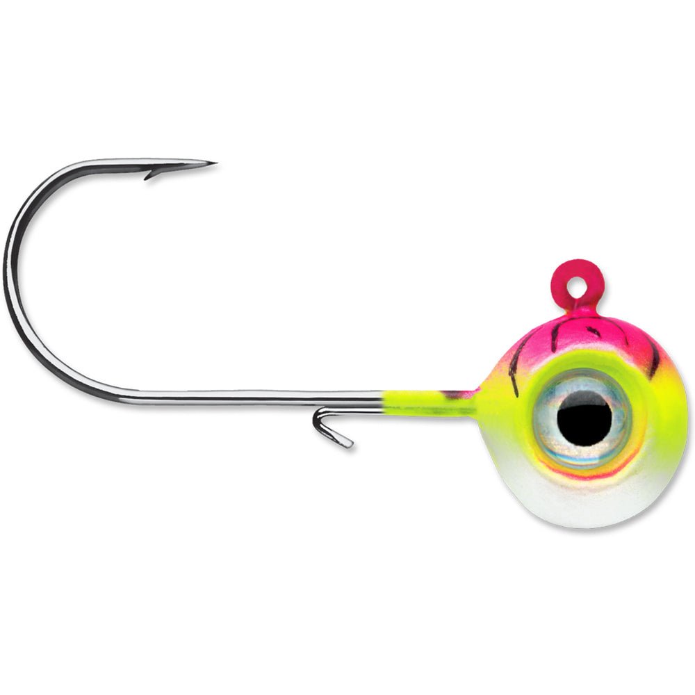 VMC Neon Moon Eye 1/4 Oz. 3D Holographic Jig - 4 Pack - Pink Fire UV - Forza Sports