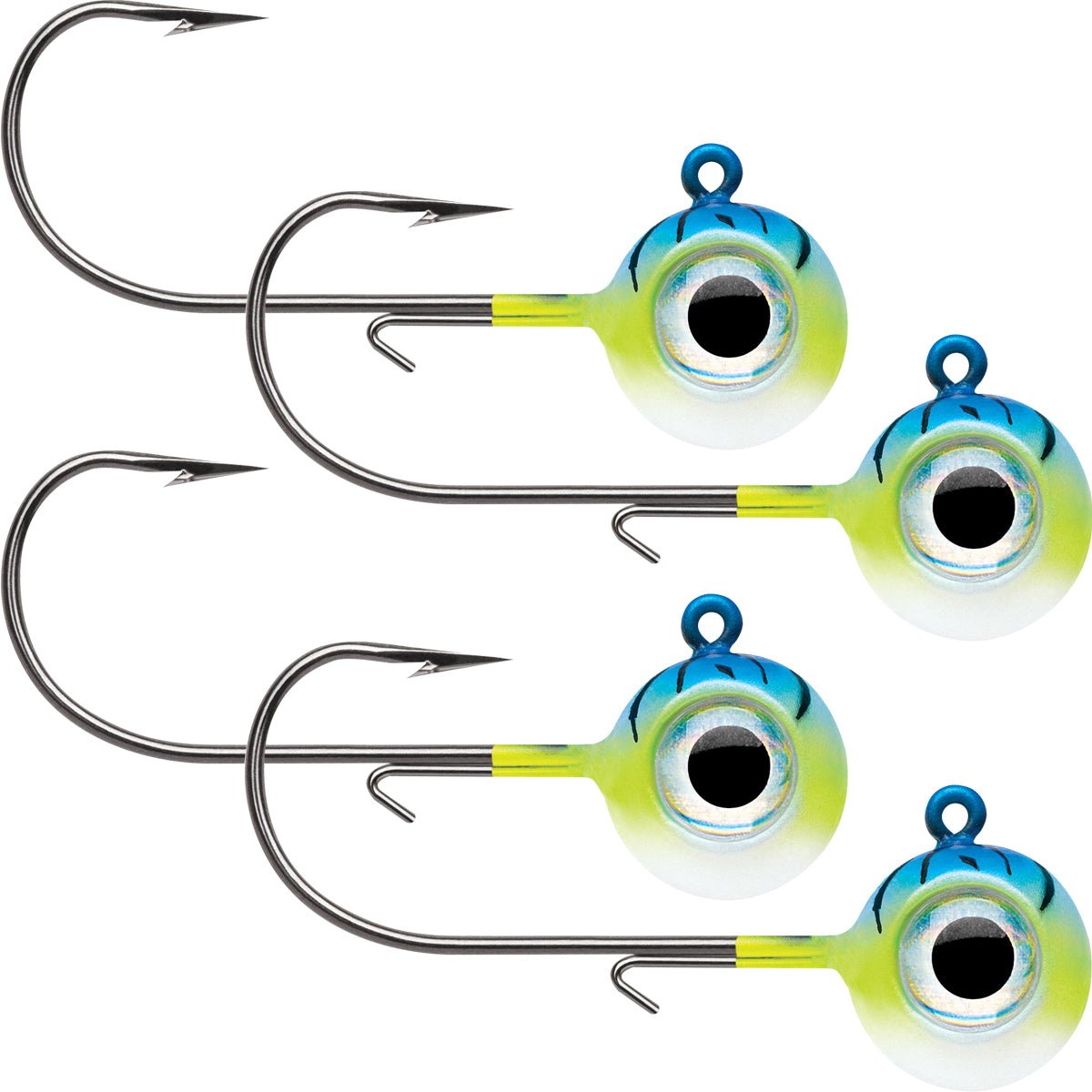 VMC 1/8 oz. Neon Moon Eye Jig - 4 Pack - Blue Fire UV - Forza Sports