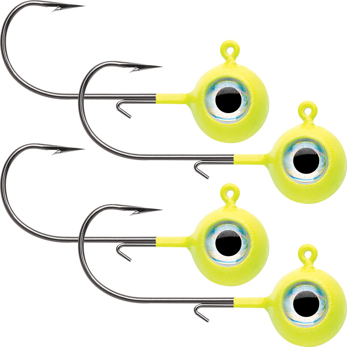 VMC Neon Moon Eye 1/4 Oz. 3D Holographic Jig - 4 Pack - Chartreuse - Forza Sports