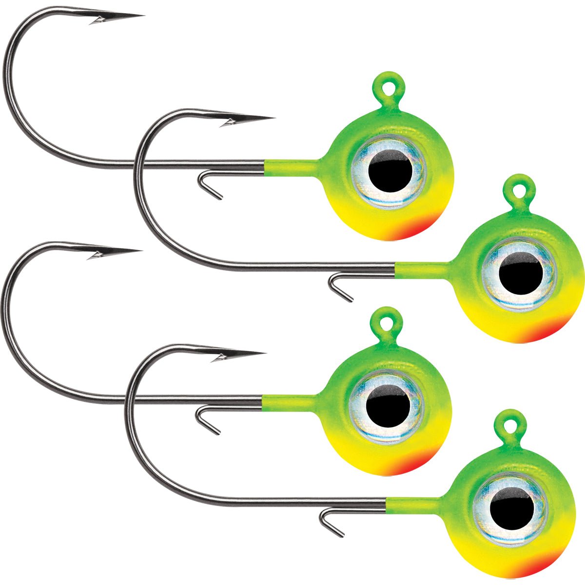 VMC Neon Moon Eye 1/8 Oz. 3D Holographic Jig - 4 Pack - Chartreuse Lime Green - Forza Sports