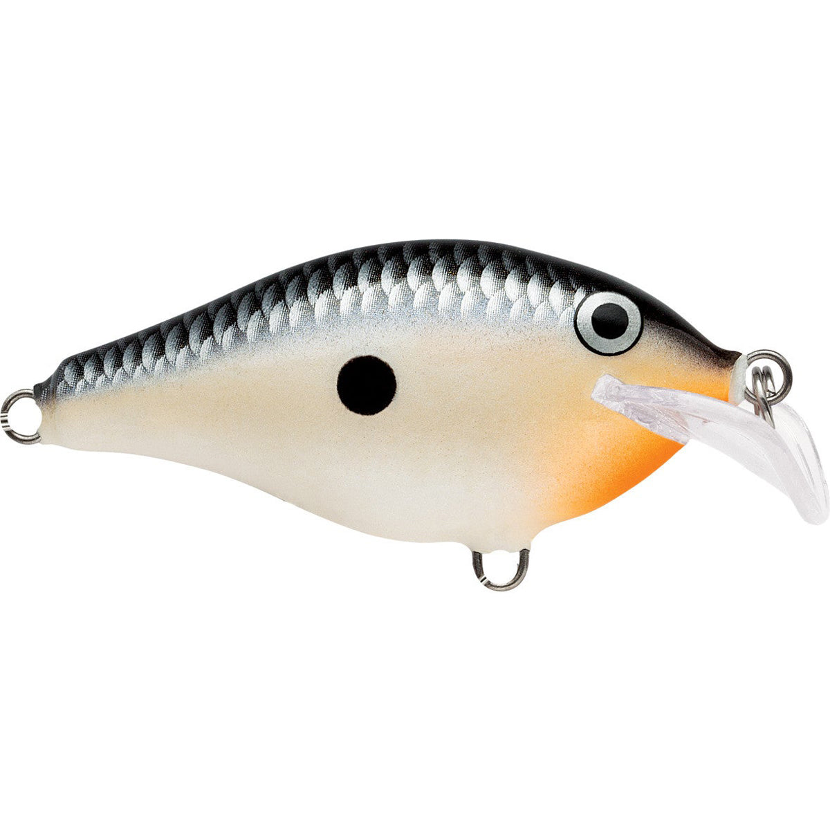 Fishing lure with a gradient color pattern on a white background
