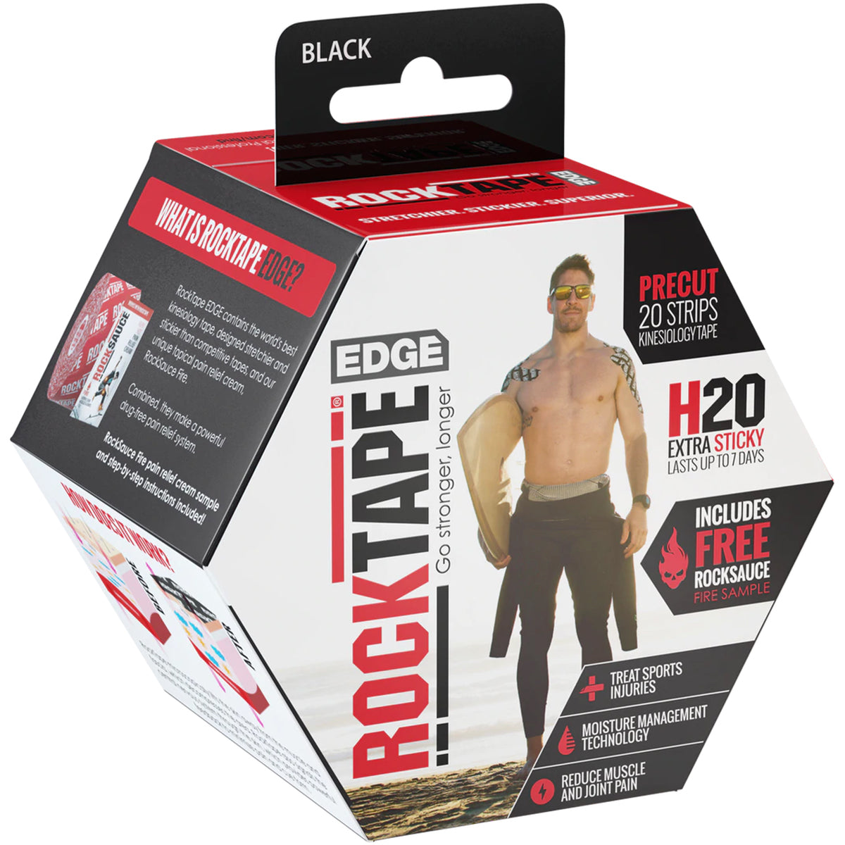 RockTape H2O Edge 10" Precut Kinesiology Tape - 20 Strips RockTape