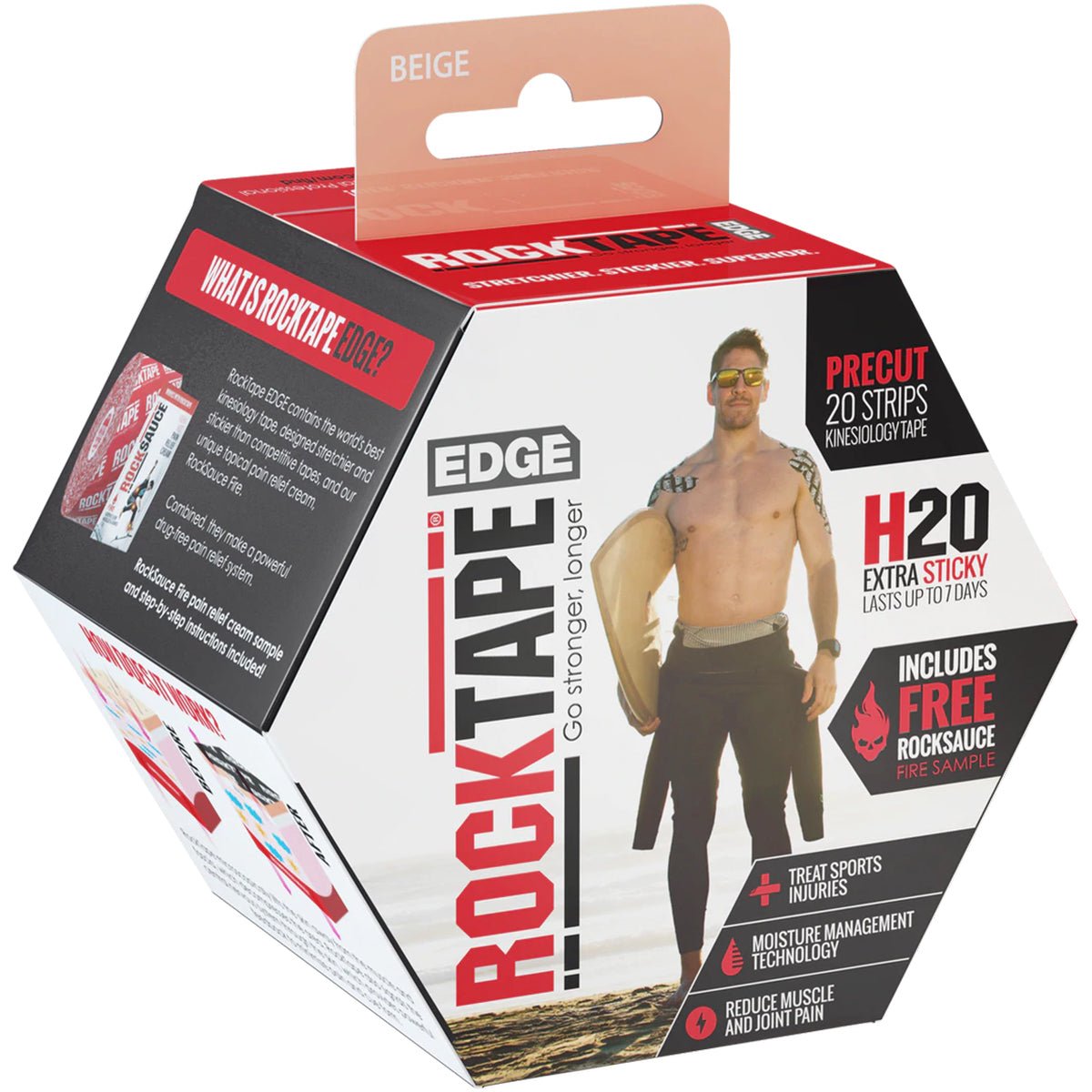 RockTape H2O Edge 10" Precut Kinesiology Tape - 20 Strips - Forza Sports