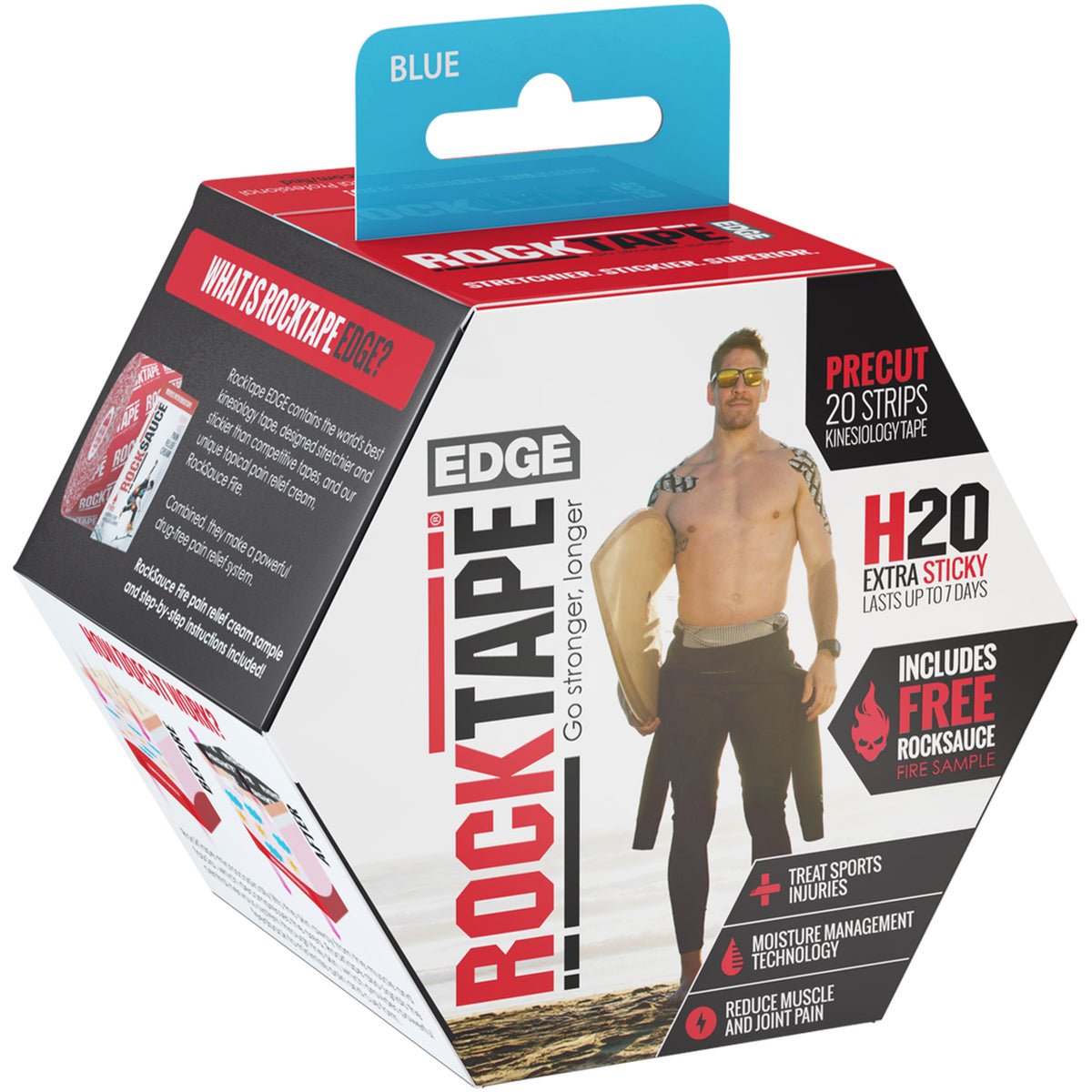 RockTape H2O Edge 10" Precut Kinesiology Tape - 20 Strips - Forza Sports