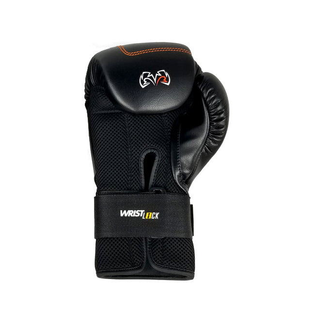 Black boxing glove with a visible brand logo on a white background