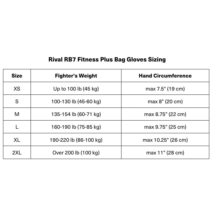 Rival Boxing RB7 Fitness Plus Hook and Loop Bag Gloves - Forza Sports