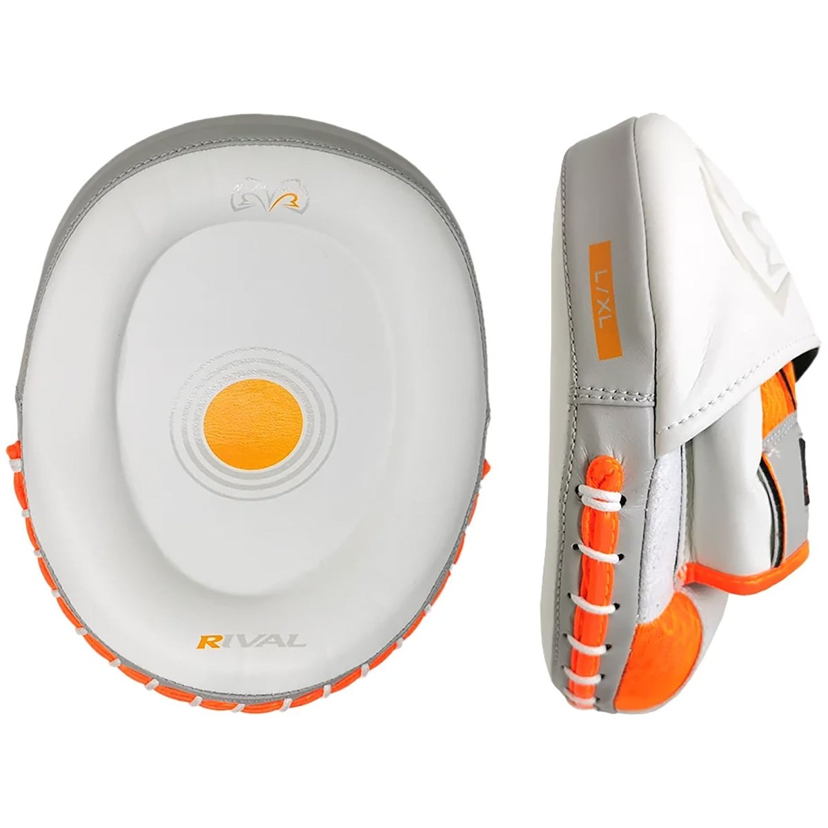 Rival Boxing RPM80 Impulse Punch Mitts - White/Orange - Forza Sports
