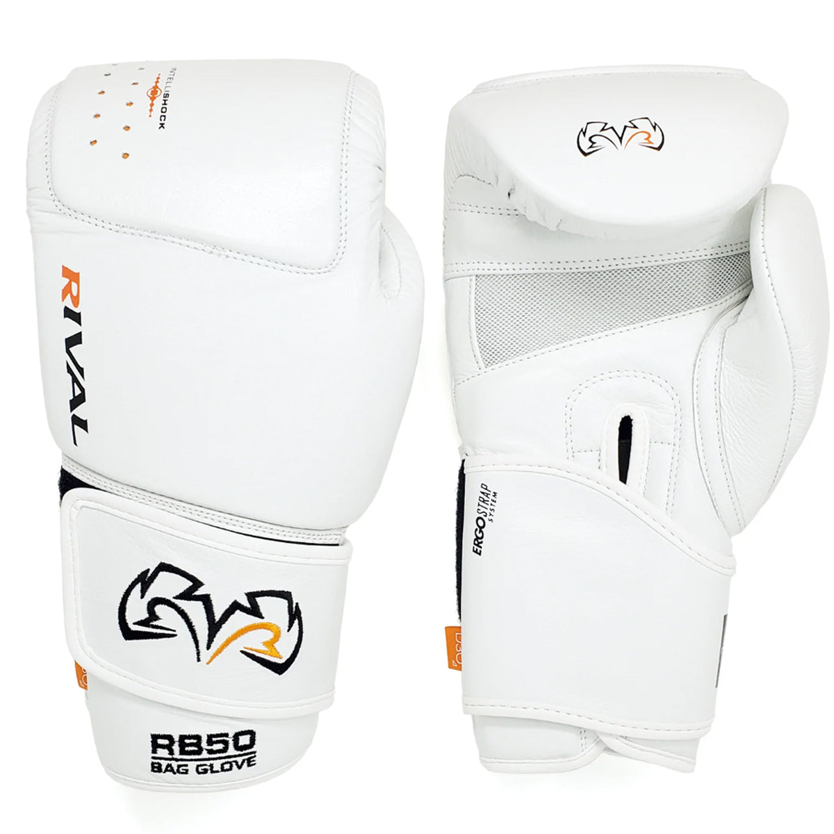 White boxing gloves with Rival branding on a white background
