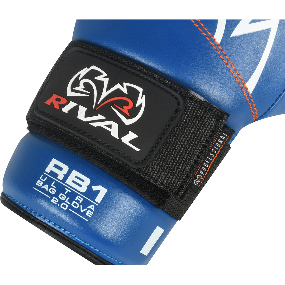 Blue boxing glove with Rival branding on a white background