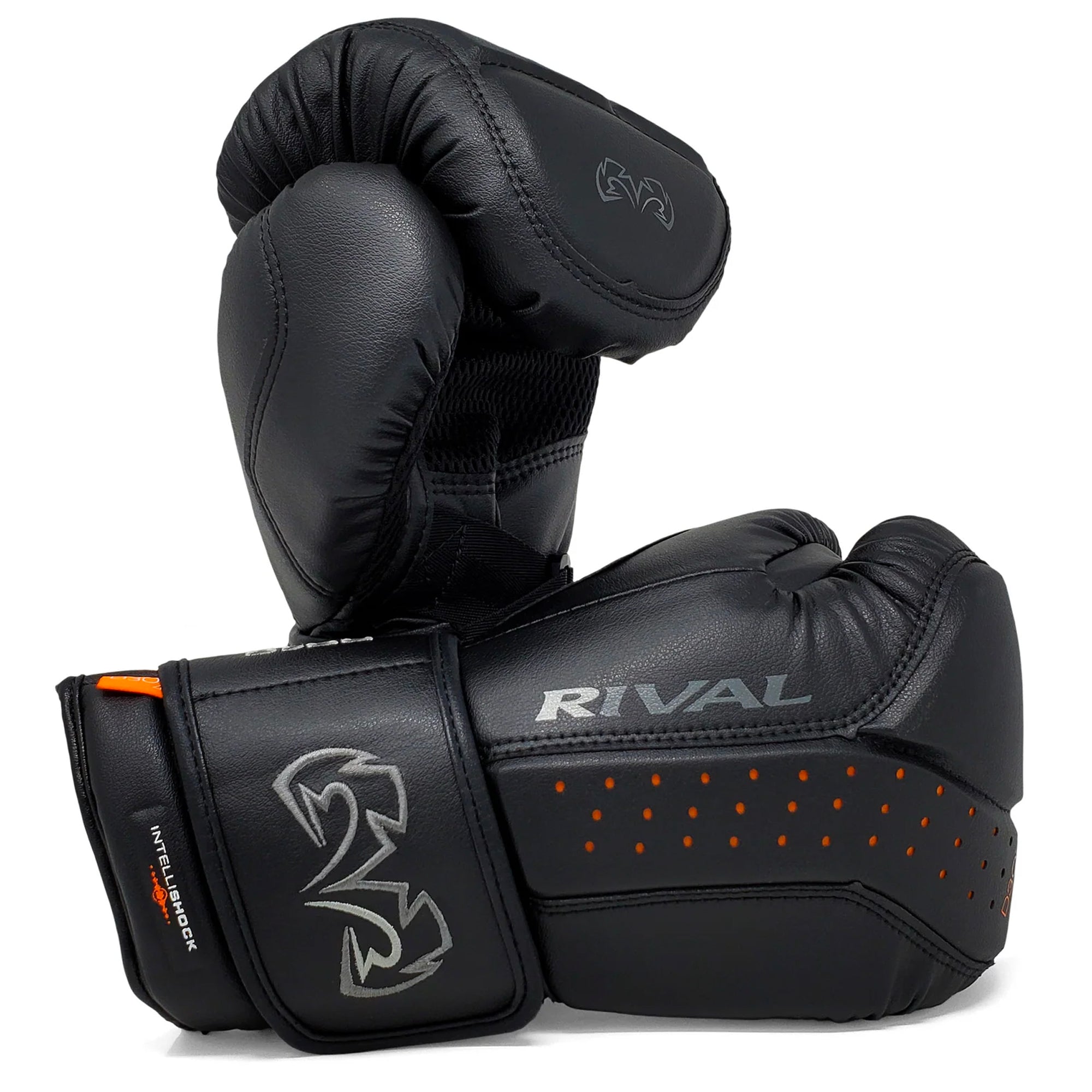 Black boxing gloves with 'Rival' branding on a white background