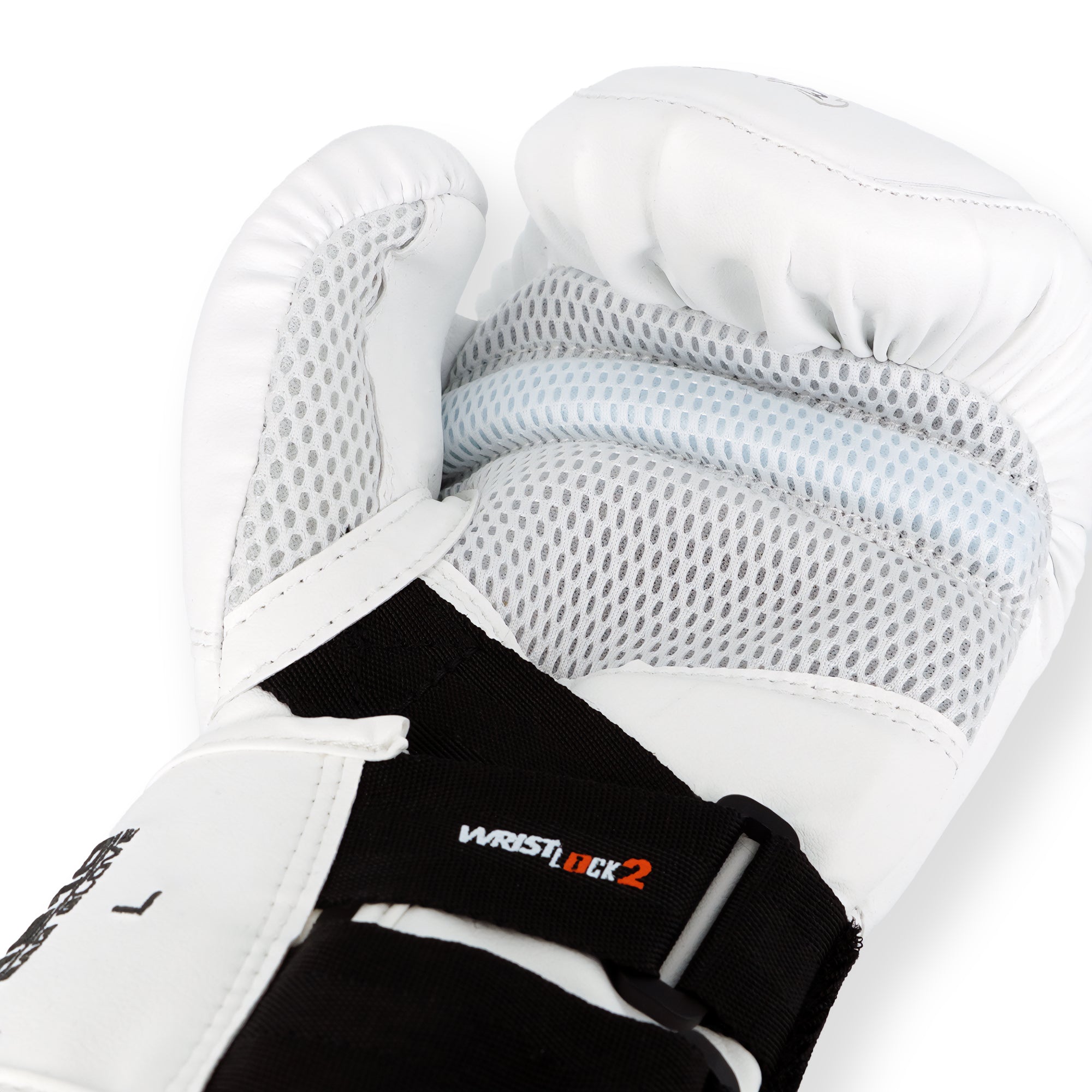 White boxing glove with black wrist strap featuring 'Wrestlelock' branding on a white background.