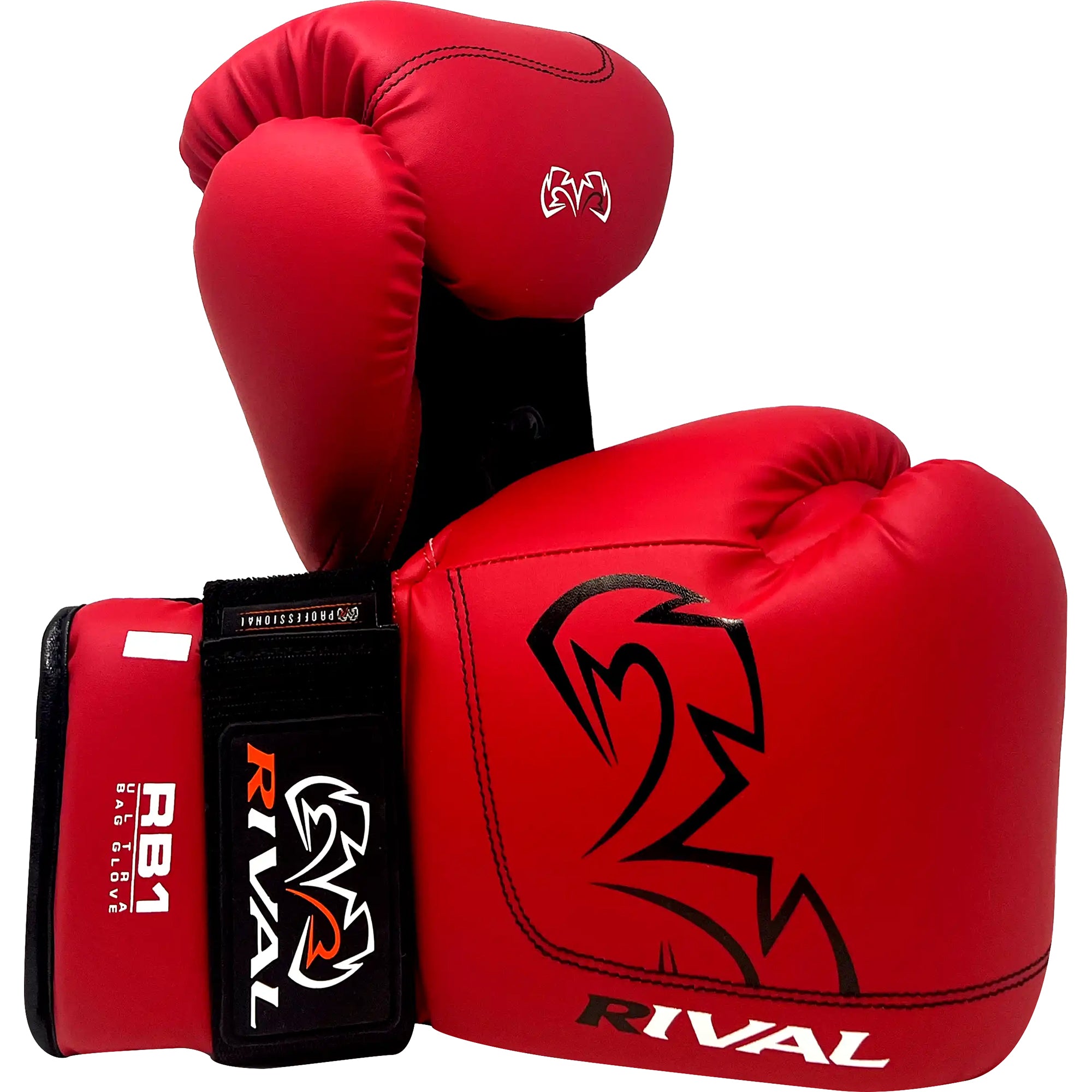 Red boxing gloves with 'Rival' branding on a white background