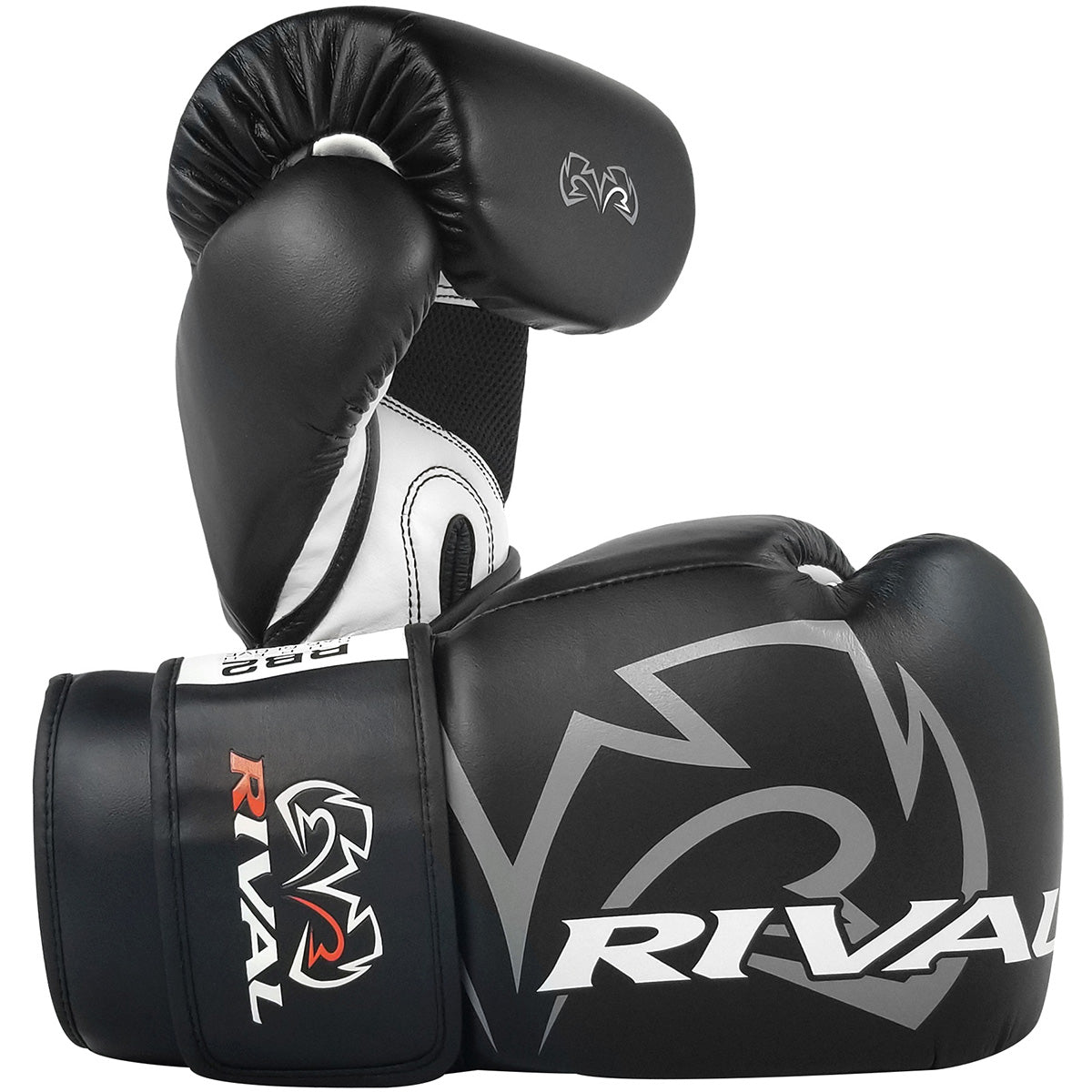 Black boxing gloves with Rival logo on a white background