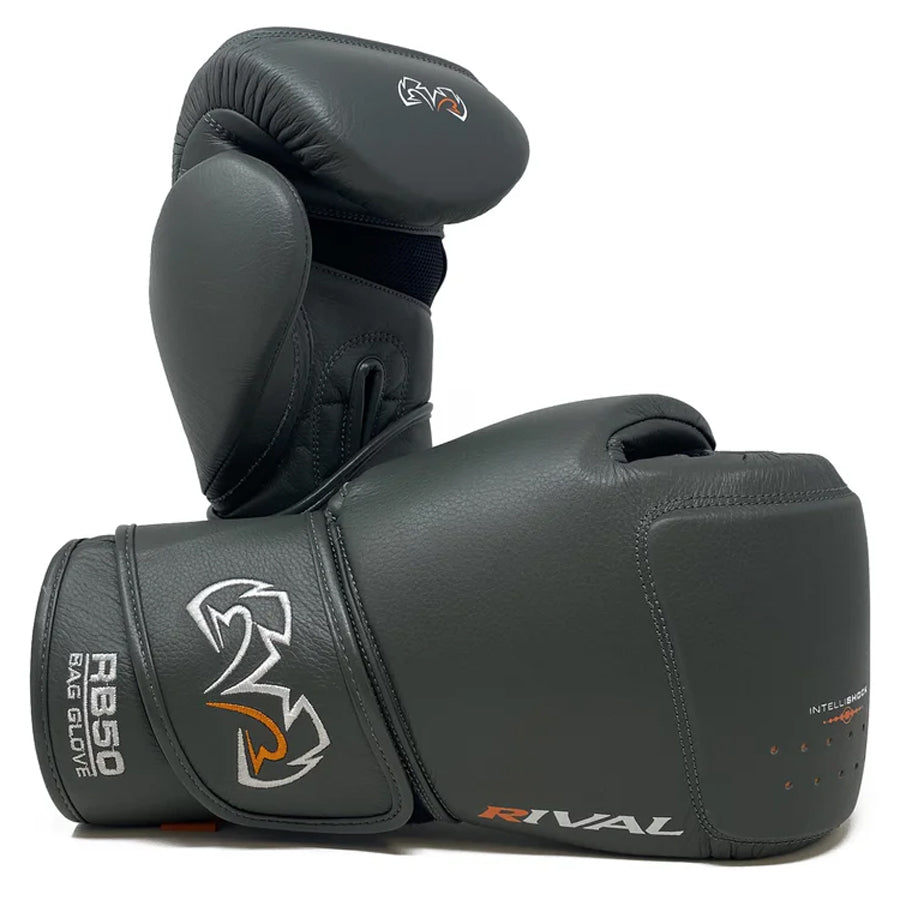 Black boxing gloves with 'Rival' branding on a white background