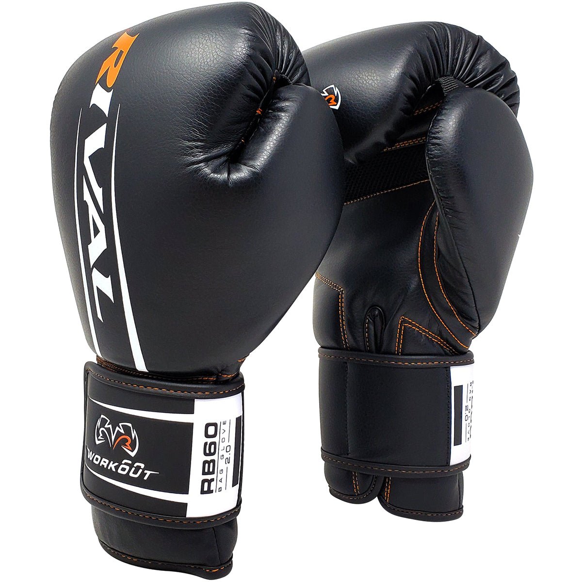 RIVAL Boxing RB60 Workout Hook and Loop Bag Gloves 2.0 - Black - Forza Sports