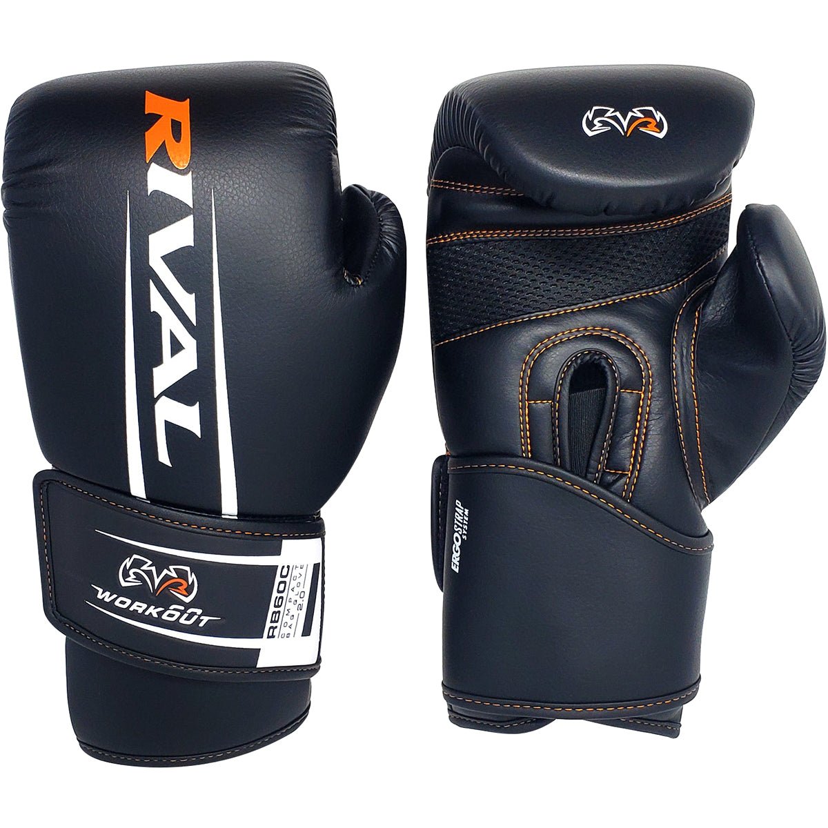 RIVAL Boxing RB60C Workout Compact Hook and Loop Bag Gloves 2.0 - Black - Forza Sports