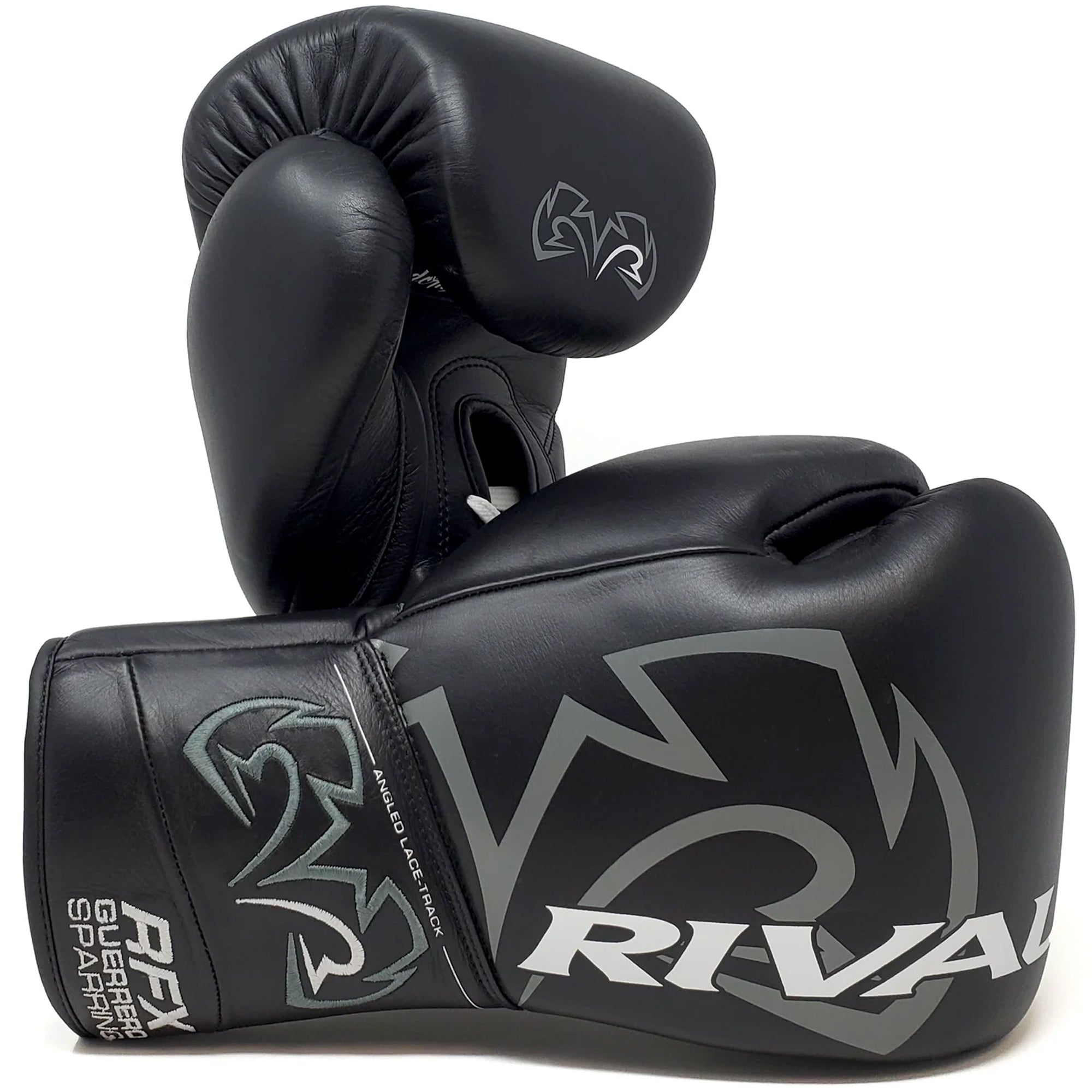 Black boxing gloves with Rival logo on a white background