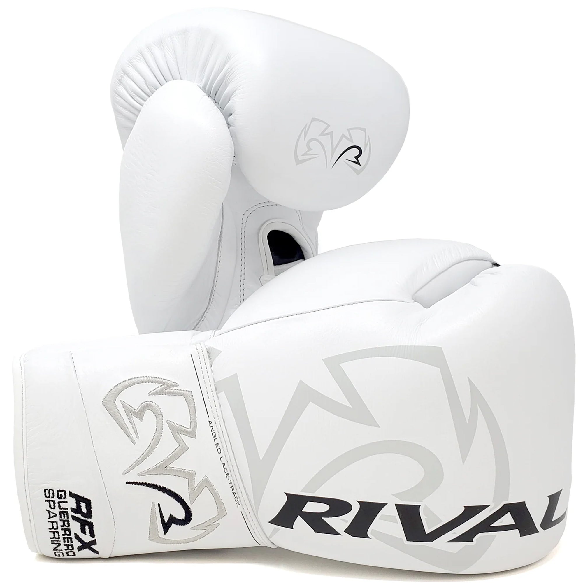 White boxing gloves with 'Rival' branding on a white background