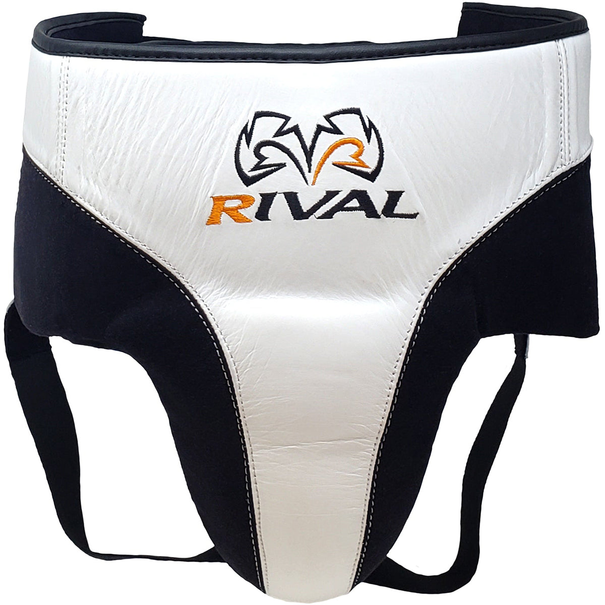 White and black athletic support garment with Rival logo on a white background