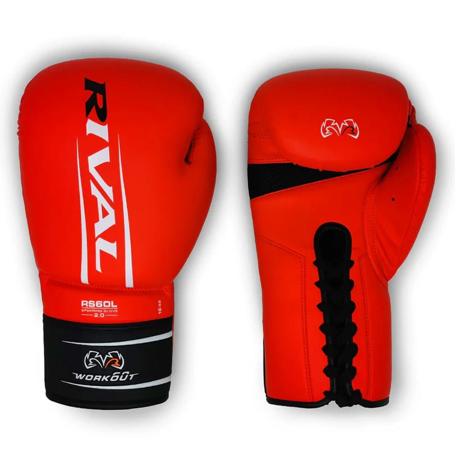 Rival Boxing RS60 2.0 Lace-Up Workout Sparring Gloves - red