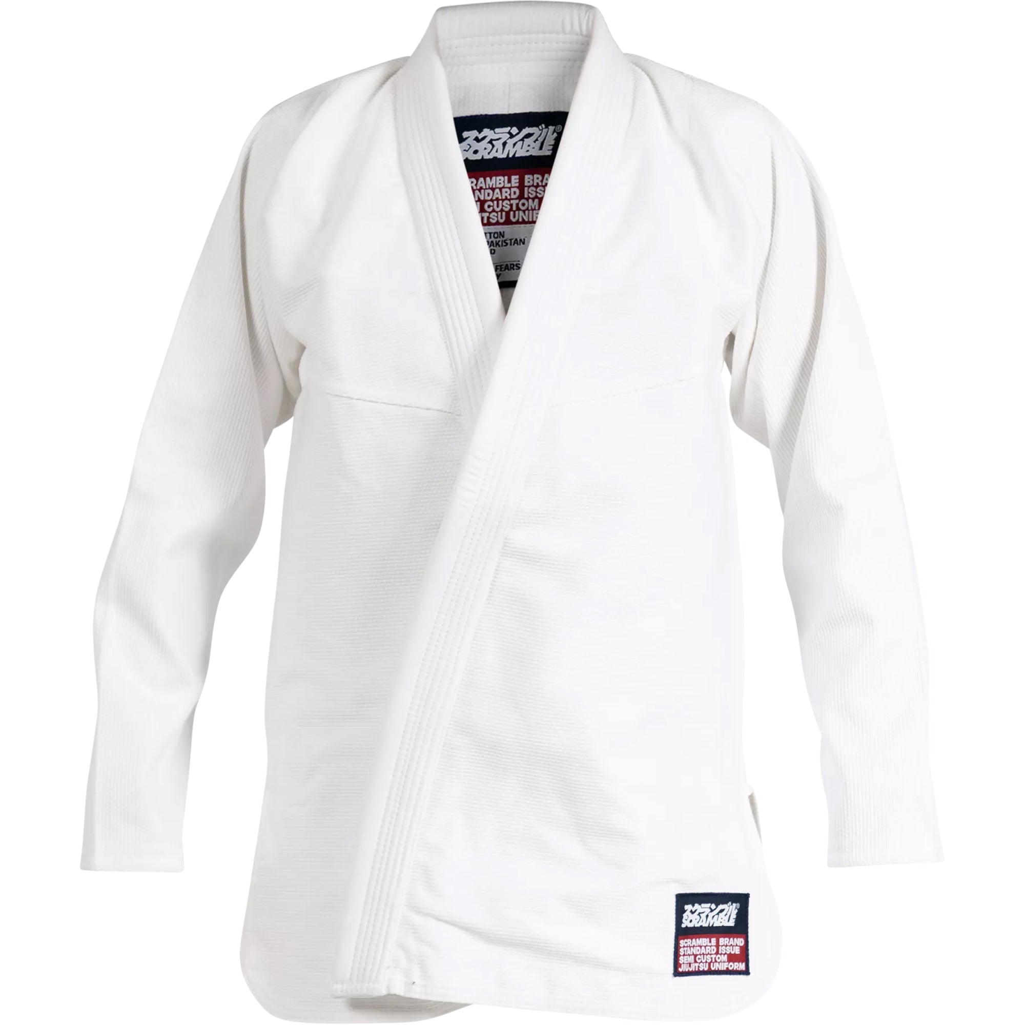 White martial arts gi on a white background