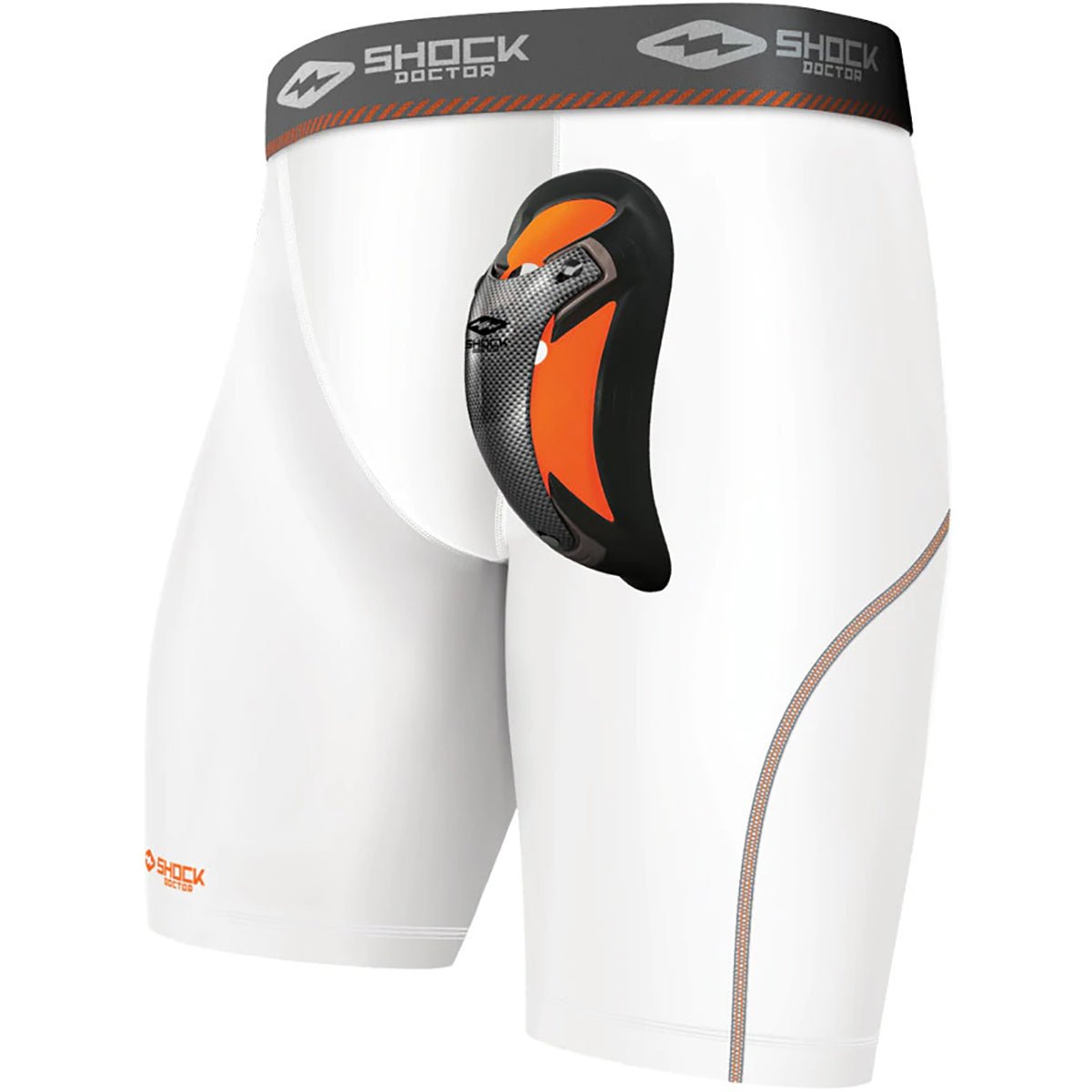 Shock Doctor Youth Ultra Pro Compression Shorts w/ Ultra Carbon FlexCup - White - Forza Sports