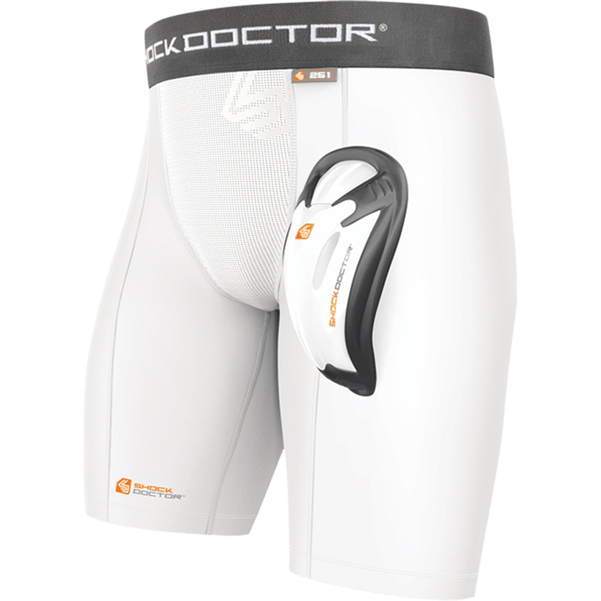 Shock Doctor Core Double Compression Shorts with Bio - Flex Athletic Cup - White - Forza Sports