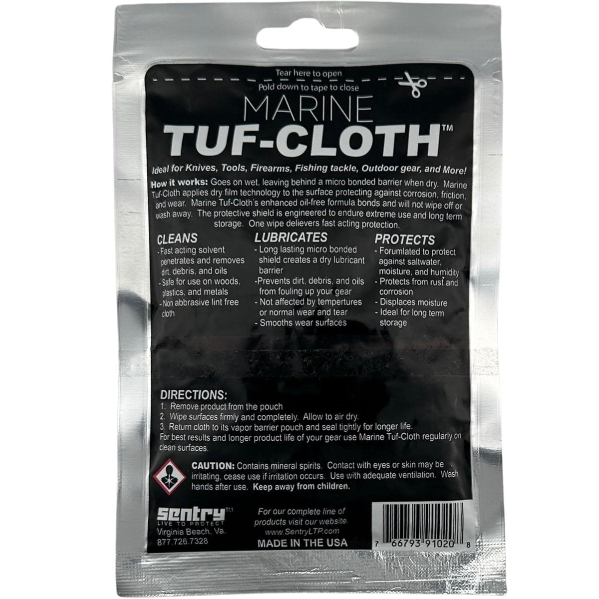 Sentry Solutions Marine Tuf - Cloth, 12" x 12" CDLP Cloth in Pouch, SS - TFCLTH - Forza Sports