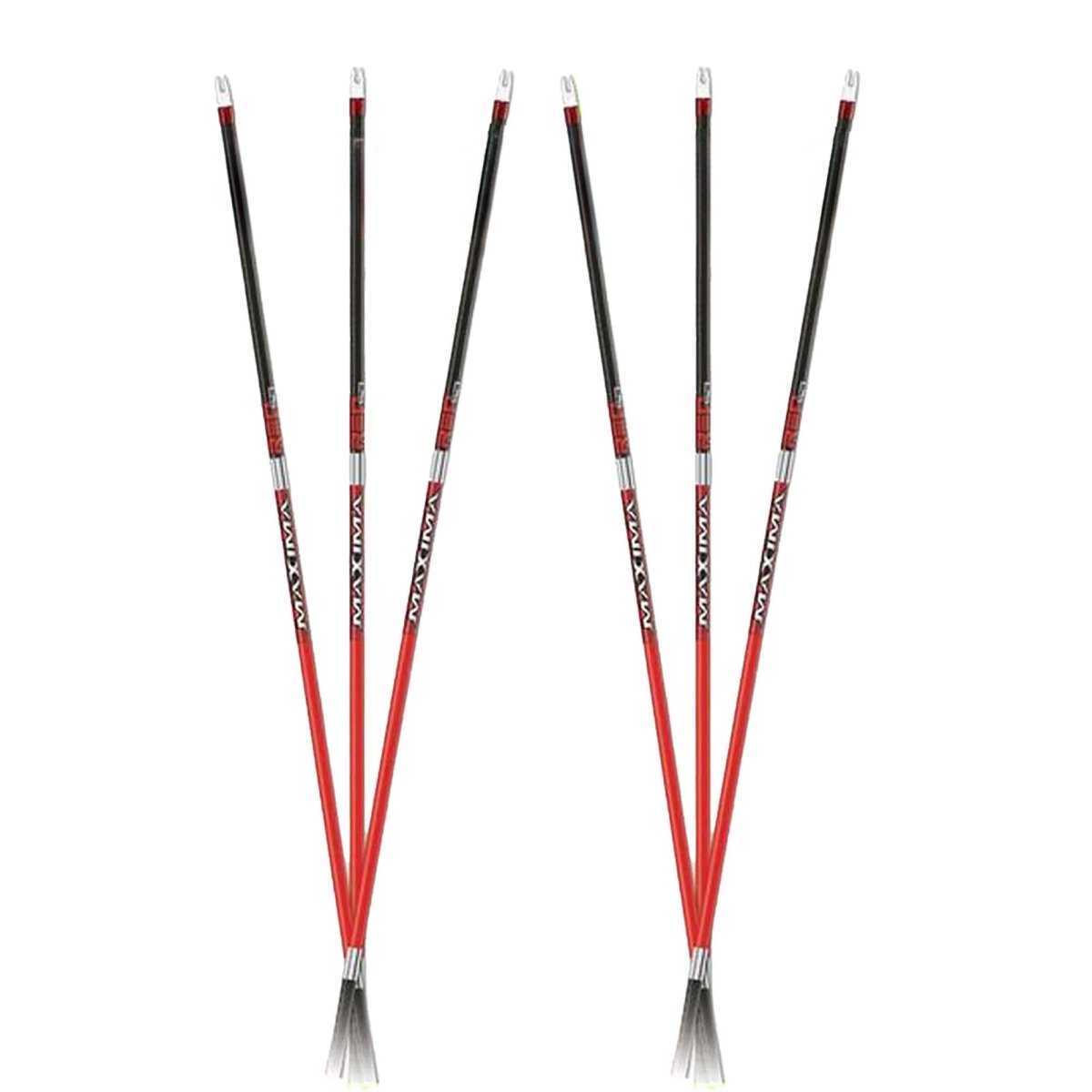 Set of Maxima red shafts archery nocks on a white background