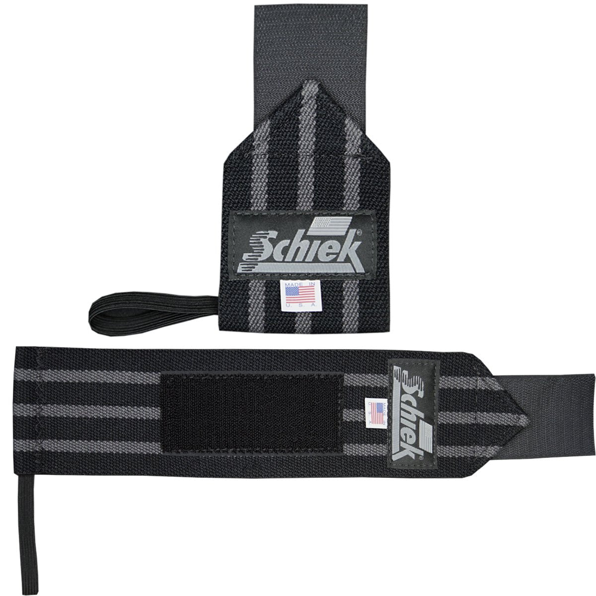 Schiek Sports Black Out Heavyweight Cotton Elastic Wrist Wraps - Black/Silver - Forza Sports