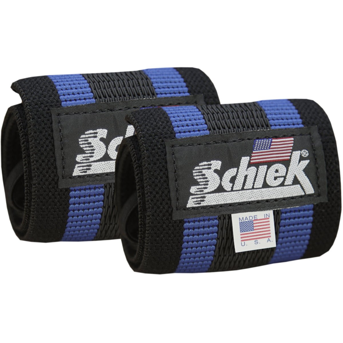 Schiek Sports Blue Line Heavy - Duty Reinforced Elastic Wrist Wraps - Black/Blue - Forza Sports